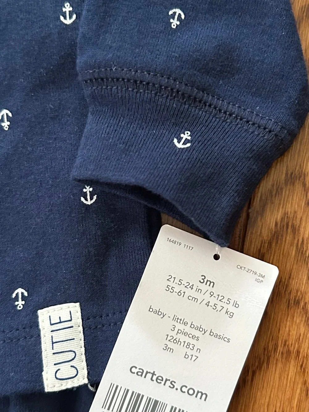 Carter's Navy Long Sleeve Nautical Baby 3 Piece Set with Whale Bodysuit 3M NWT